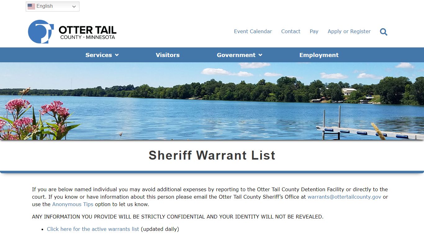 Sheriff Warrant List - Otter Tail County, MN