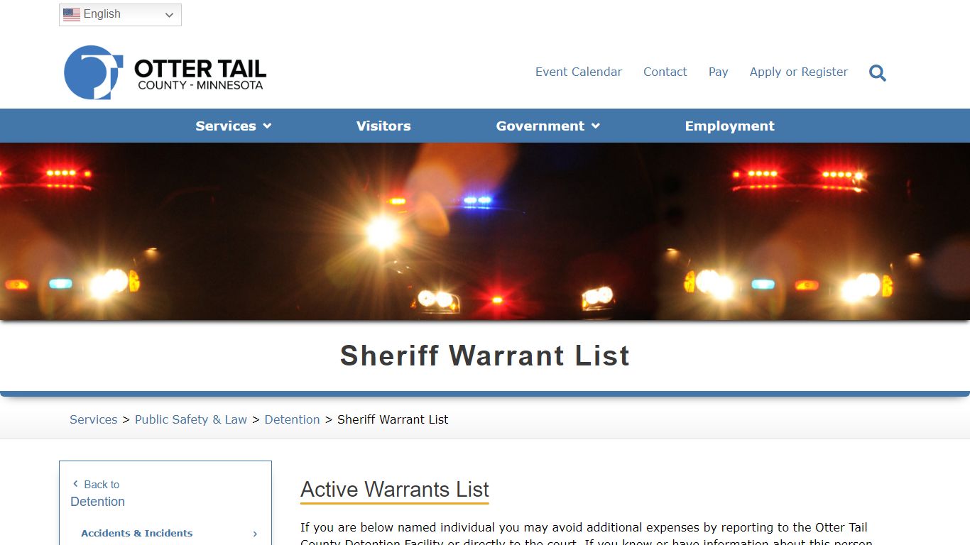 Sheriff Warrant List - Otter Tail County, MN